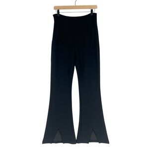 Wdirara Stretch Crepe Black Flared Cutout Hem Women's Side Zip Pants NWT Size M‎